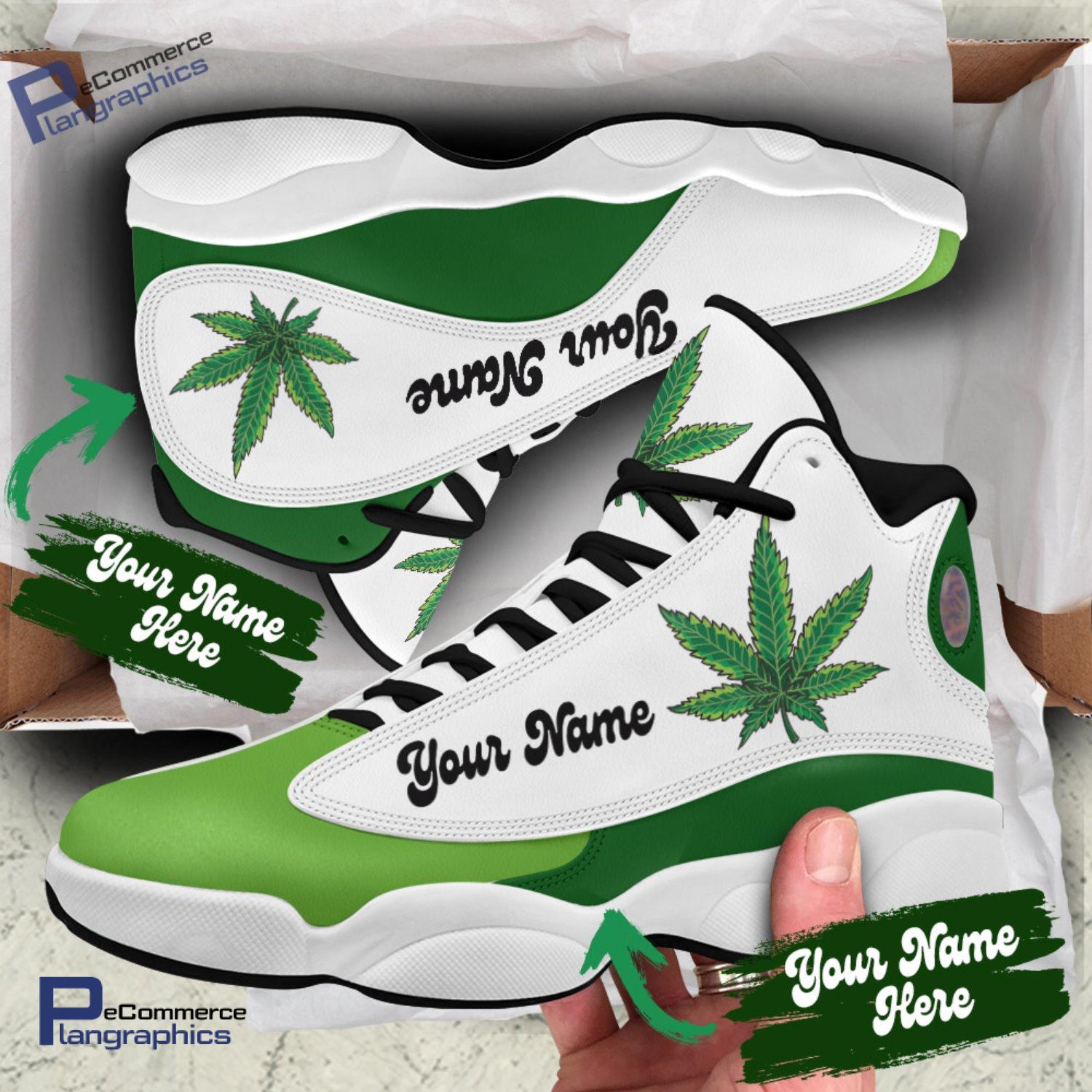 Skull Camo Cannabis Custom Name Air Jordan 13 Sneakers - It's