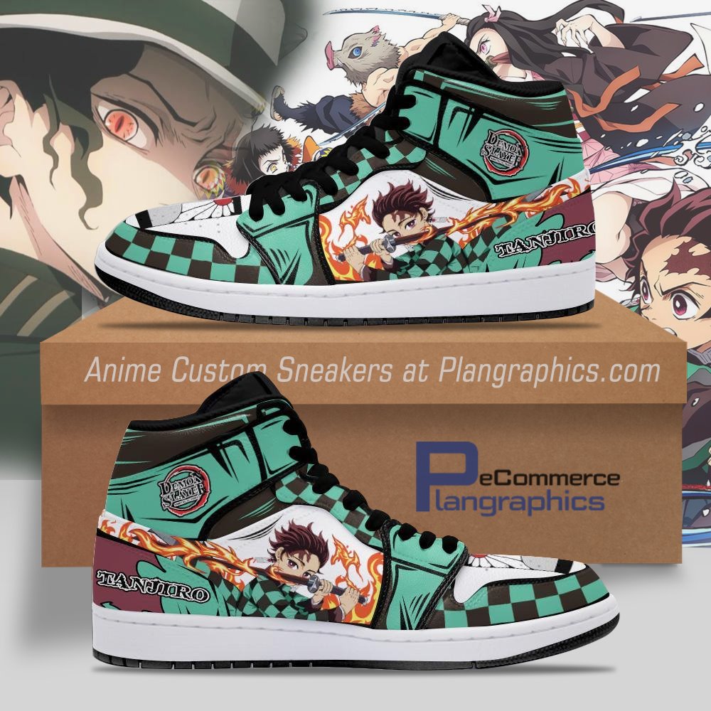 Tanjiro Sun Breathing Sneakers Demon Slayer Custom Anime Shoes ...