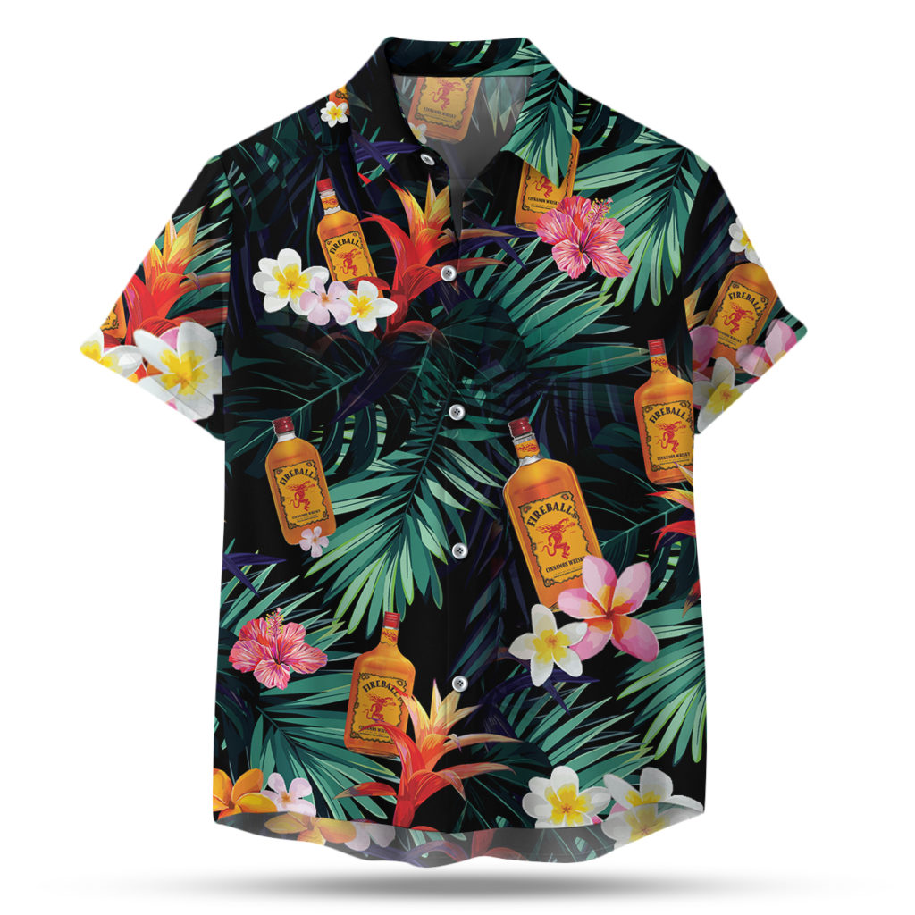 Fireball Cinnamon AOP Hawaiian Shirt, Tropical Flower Pattern ...