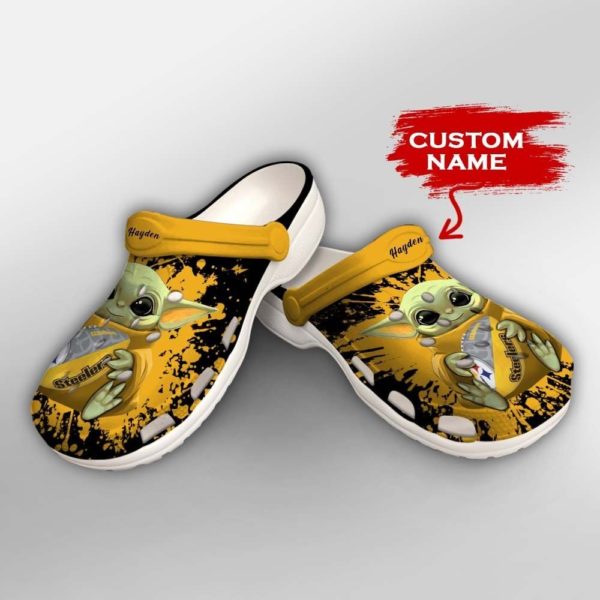 Pittsburgh Football Team Steelers Custom Baby Yoda Star War Crocband Crocs Crocs Sandal Crocs Clog Shoes