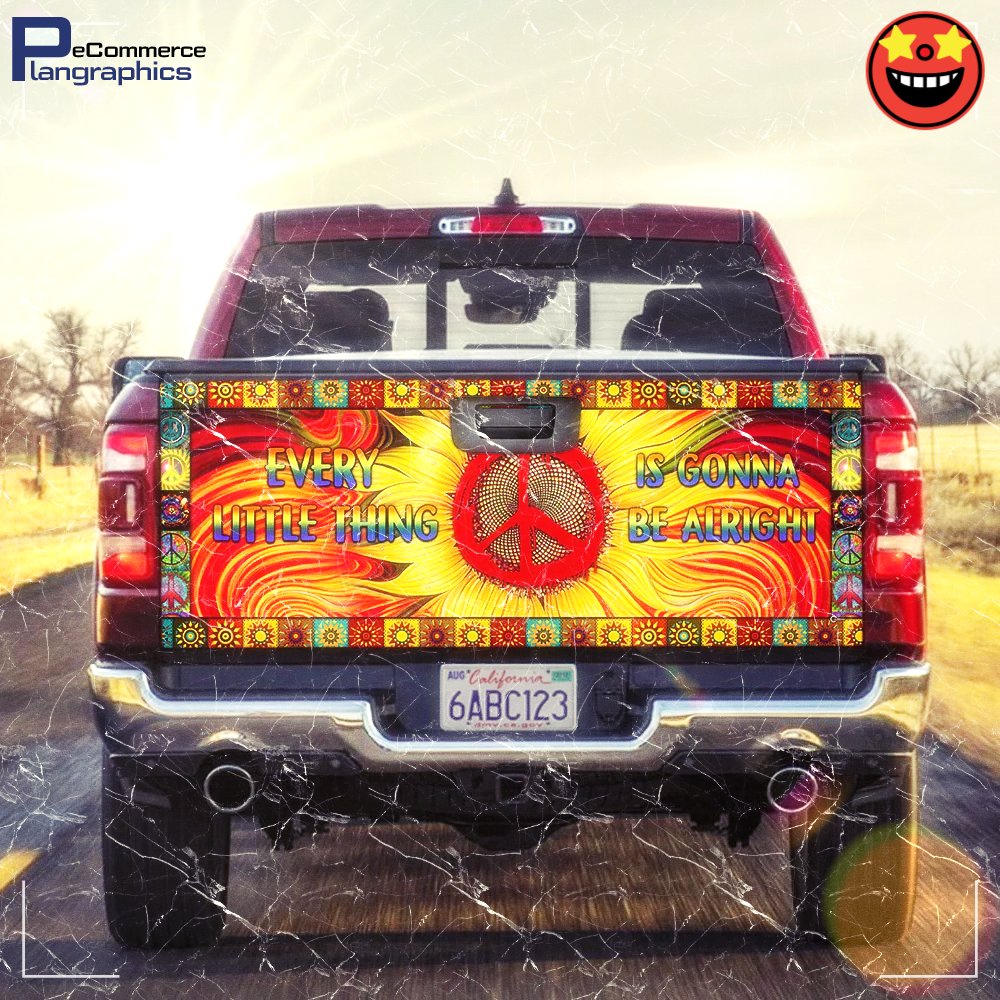 Sunflower Hippie Truck Tailgate Decal Sticker Wrap