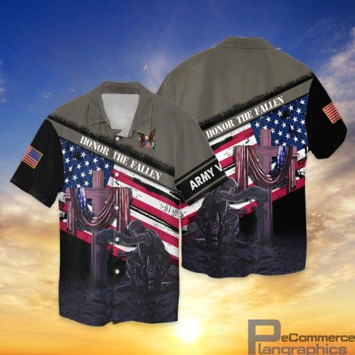 honor the fallen us veteran button shirt