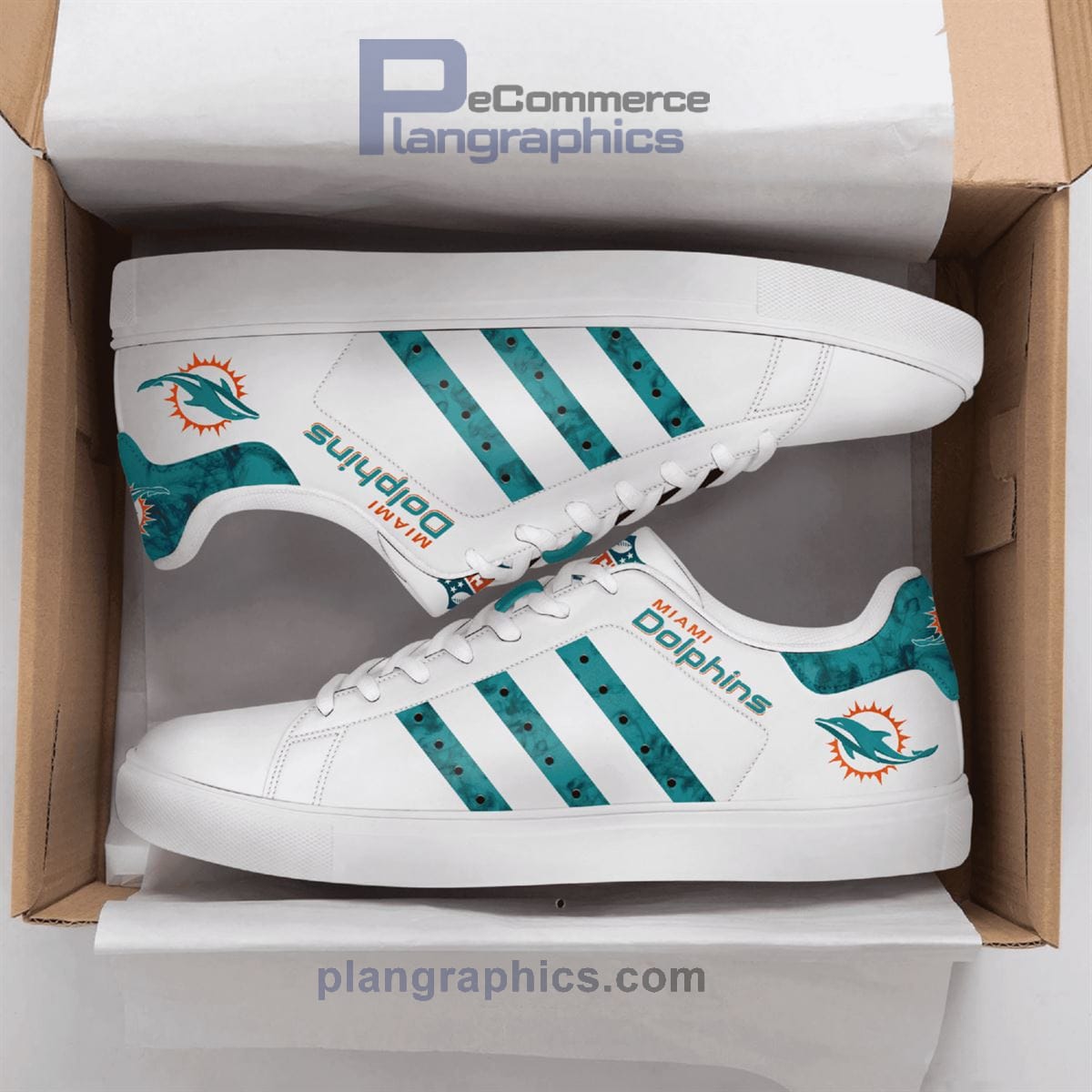 Miami Dolphins Leather Low Top Sneaker - Stan Smith Sneaker