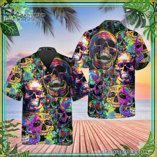 abstract art skull short sleeve button down hawaiian shirt 153 yVowp