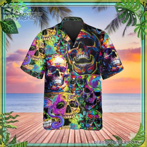 abstract art skull short sleeve button down hawaiian shirt 290 fvgvv