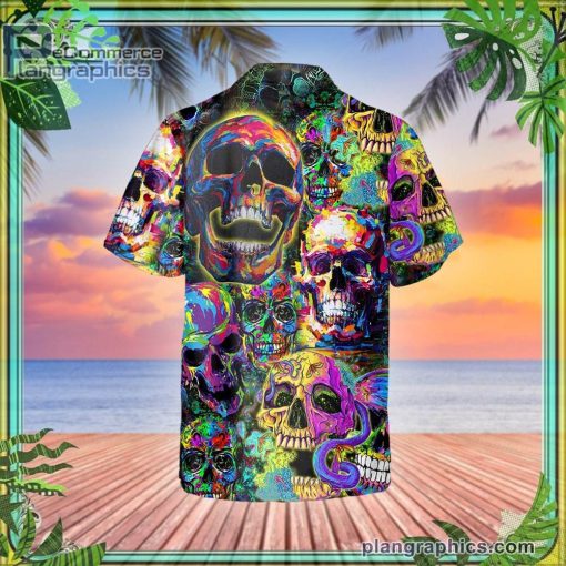 abstract art skull short sleeve button down hawaiian shirt 437 EuTtL