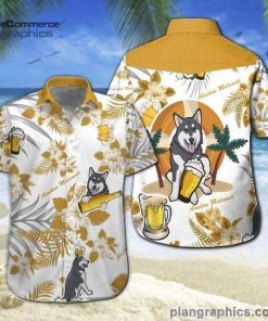 alaskan malamute beer aloha short sleeve button down hawaiian shirt 2 uWD52