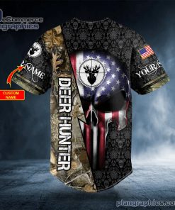 american skull flag deer hunter custom baseball jersey 586 abuSh