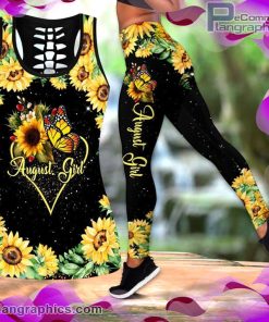 august girl heart sunflower tank top legging set iLhbj