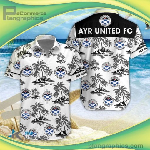 ayr united fc 3d short sleeve button down shirt and hawaiian short 118 qn8qY