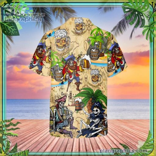 beach party pirates captain skeleton beer skull short sleeve button down hawaiian shirt 433 DvOWF