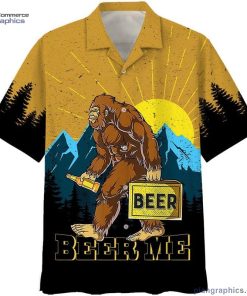 beer me bigfoot aloha short sleeve button down hawaiian shirt 20 eD8U8