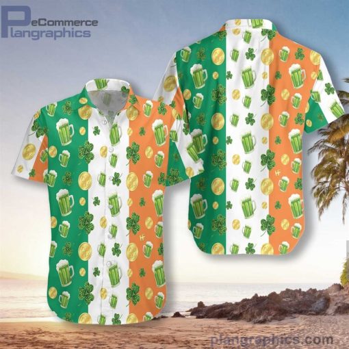 beer shamrock and coin st patricks day aloha short sleeve button down hawaiian shirt 22 FzXD9