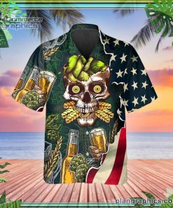 beer skull us flag short sleeve button down hawaiian shirt 286 4TG7P