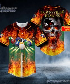 billiard townsville demons skull custom baseball jersey 191 Uy1OX