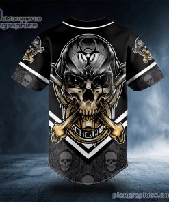 biohazard tribal metal crossbones skull custom baseball jersey 581 3sjaM