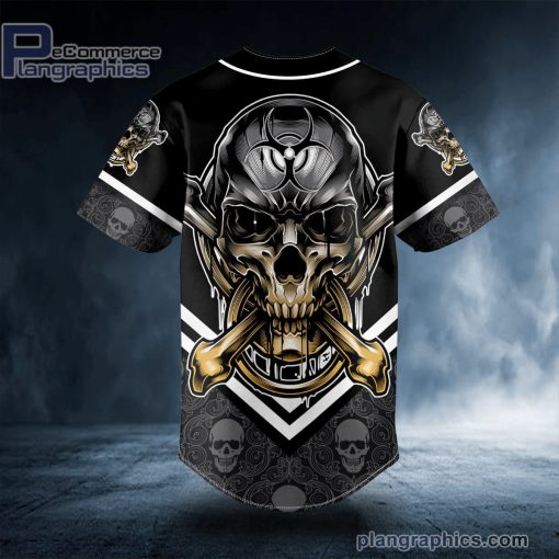 biohazard tribal metal crossbones skull custom baseball jersey 581 3sjaM