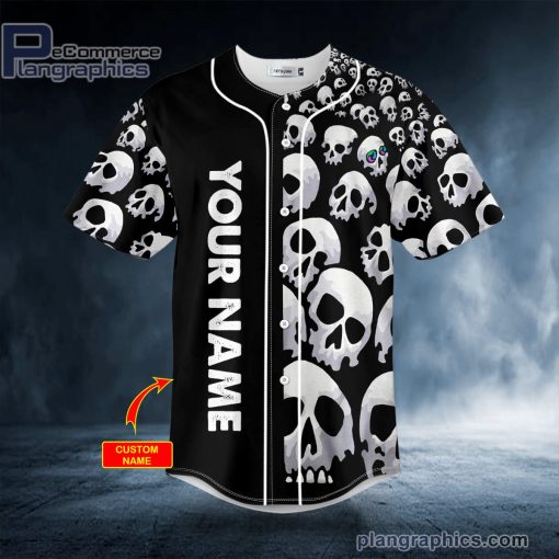 black and white pattern skull custom baseball jersey 383 Z3OfH