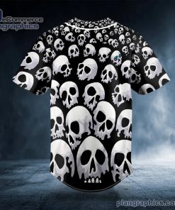 black and white pattern skull custom baseball jersey 579 4Suj4