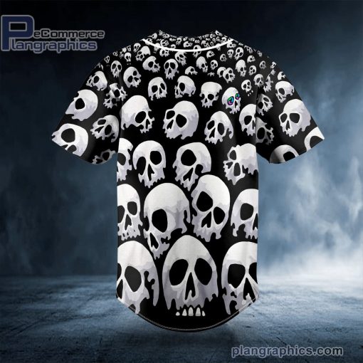 black and white pattern skull custom baseball jersey 579 4Suj4