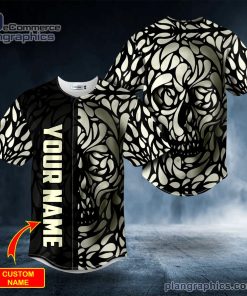 black n white water drop pattern skull custom baseball jersey 186 J0jvT