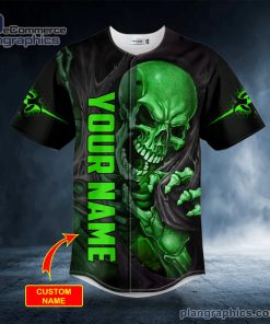 blood drip skeleton green skull custom baseball jersey 379 77P96