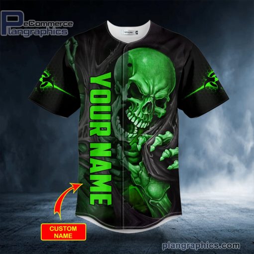 blood drip skeleton green skull custom baseball jersey 379 77P96