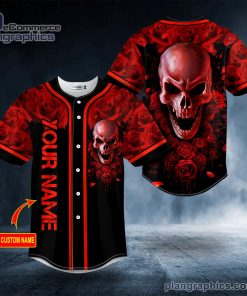 blood red rose skull custom baseball jersey 182 h0RpQ