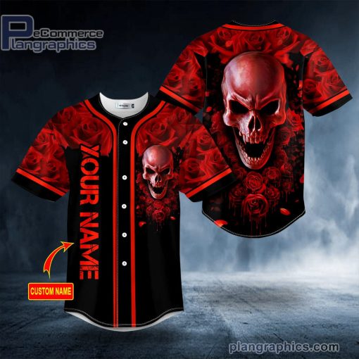 blood red rose skull custom baseball jersey 182 h0RpQ