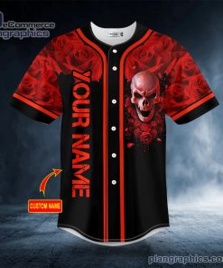 blood red rose skull custom baseball jersey 378 wKaJg