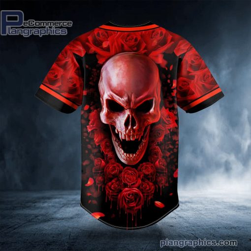 blood red rose skull custom baseball jersey 574 QmvcV
