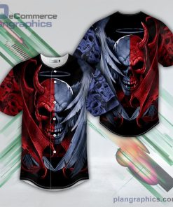 blue red angelic devil skull baseball jersey pl728277 jnH3q