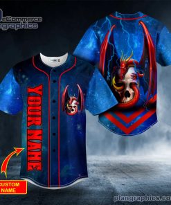 blue tentacle dragon skull custom baseball jersey 174 EnKj0