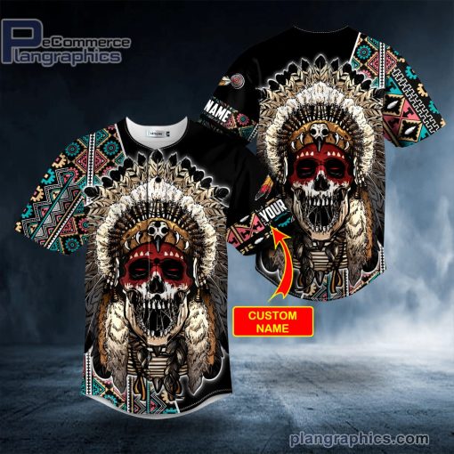 brocade pattern 1 native skull custom baseball jersey 172 Xw4sn