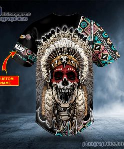 brocade pattern 1 native skull custom baseball jersey 564 EvY7B