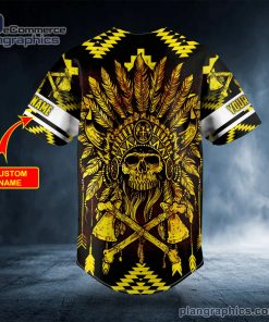 brocade pattern 10 native skull custom baseball jersey 563 0L0lF