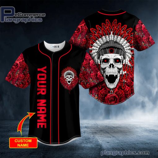brocade pattern 15 native skull custom baseball jersey 167 3jpqn