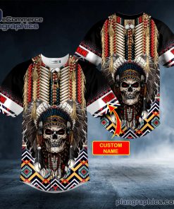 brocade pattern 4 native skull custom baseball jersey 164 7gk2E