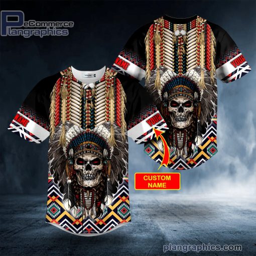 brocade pattern 4 native skull custom baseball jersey 164 7gk2E