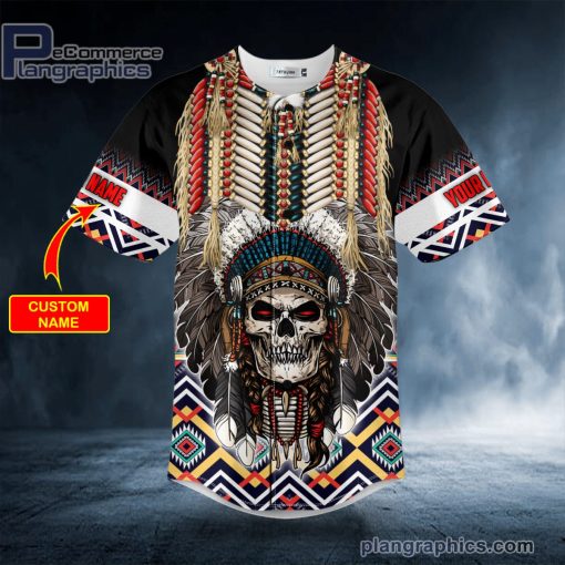 brocade pattern 4 native skull custom baseball jersey 360 fenK1