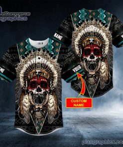 brocade pattern 5 native skull custom baseball jersey 163 oi5uk