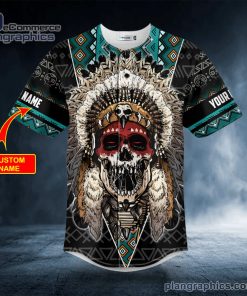brocade pattern 5 native skull custom baseball jersey 359 65JAn