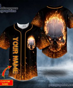burning angry skull custom baseball jersey 159 Qzf7f