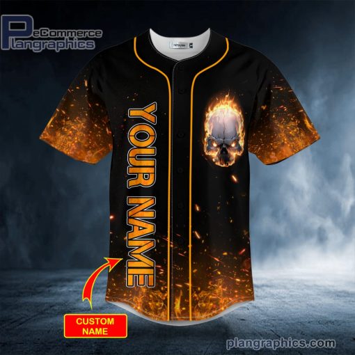 burning angry skull custom baseball jersey 355 IEHTr