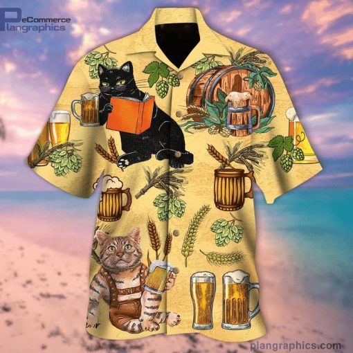 cat and beer aloha short sleeve button down hawaiian shirt 39 uqc8h