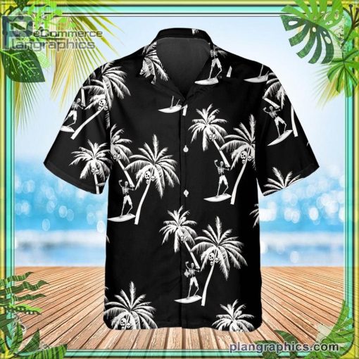 coconut tree skull black short sleeve button down hawaiian shirt 275 K3ABJ