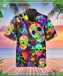 color summer vibes skull short sleeve button down hawaiian shirt 273 UQAnY