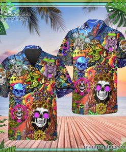 color water happy summer skull short sleeve button down hawaiian shirt 133 Y2OoS