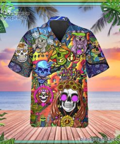 color water happy summer skull short sleeve button down hawaiian shirt 272 DvE82
