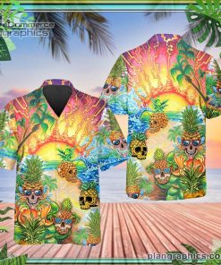 colorful pineapple skull short sleeve button down hawaiian shirt 128 itsVu